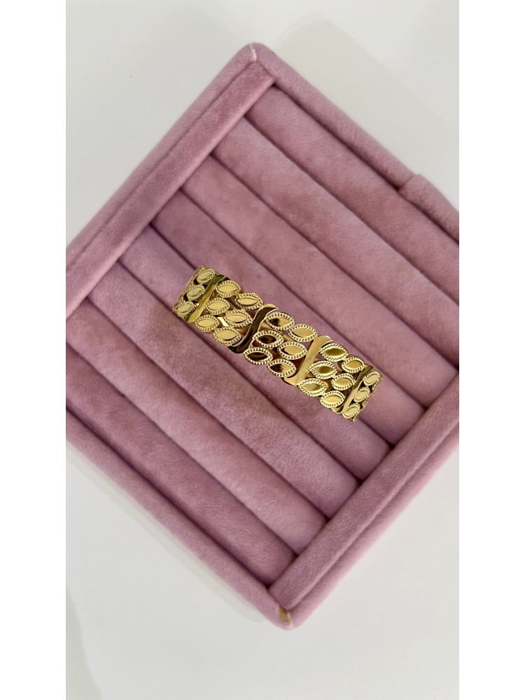 Pervin Çelik Gold Vintage  Desenli Çelik Kelepçe