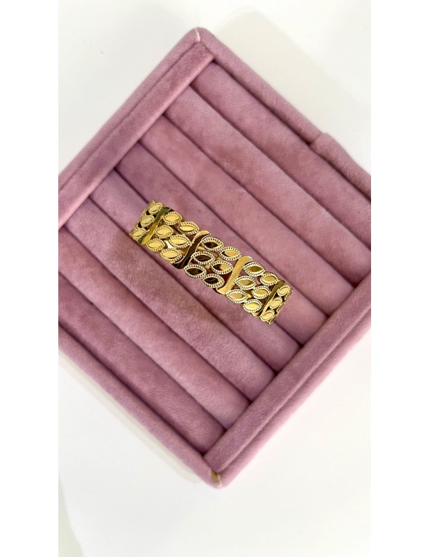 Pervin Çelik Gold Vintage  Desenli Çelik Kelepçe