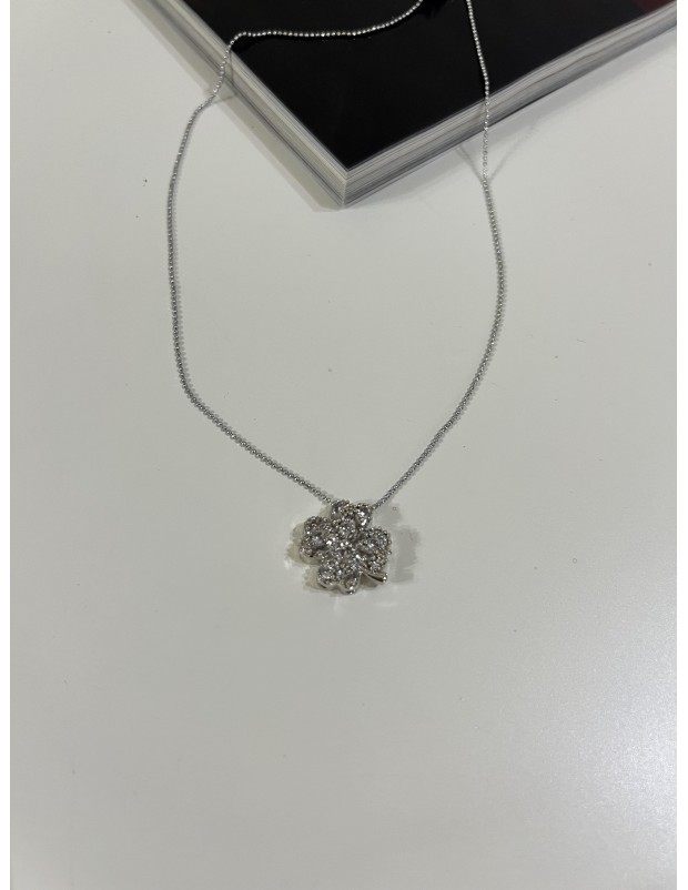 Pervin Çelik Gümüş Yonca Taş Detaylı Vip Seri Kolye