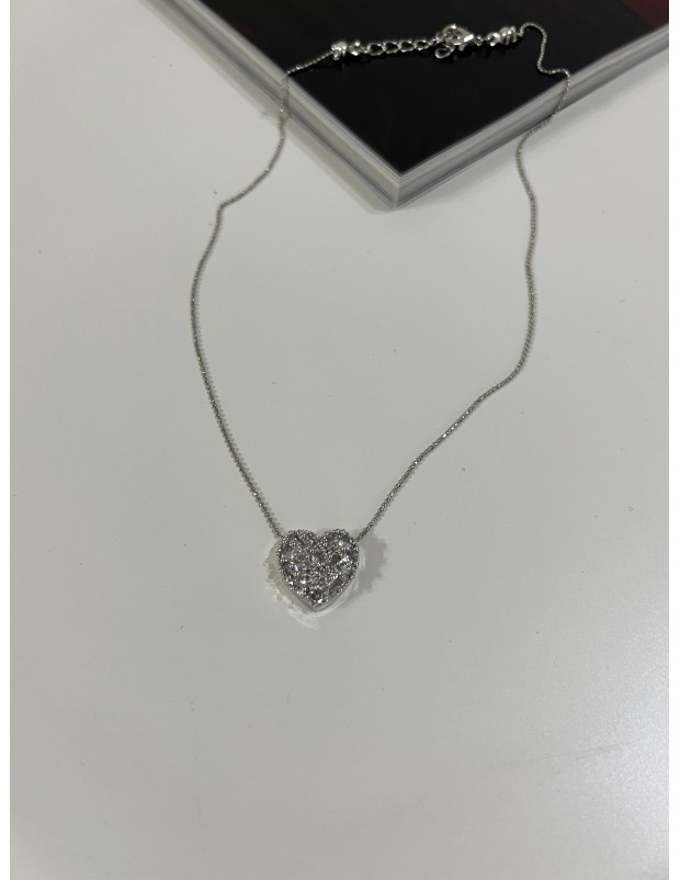 Pervin Çelik Gümüş Kalp Formunda Taş Detaylı Vip Seri Kolye