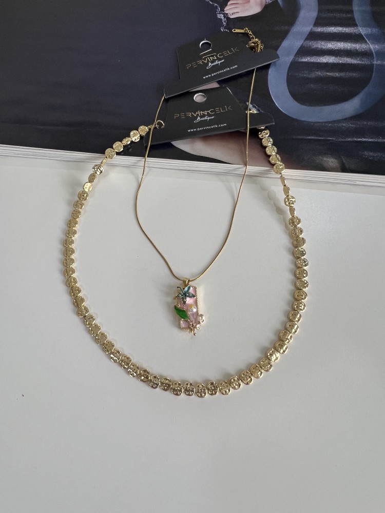 Pervin Çelik Vintage  2'Li Kombin Tasarım Kolye Set