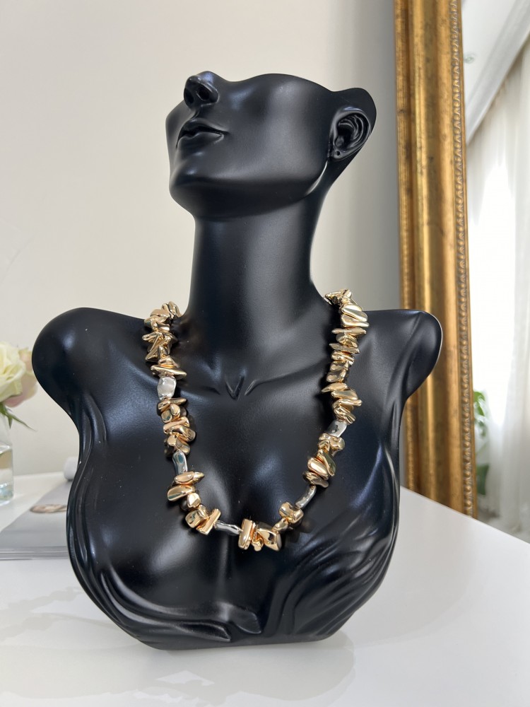 Pervin Çelik Gold Gümüş Geçişli Tasarım Kolye