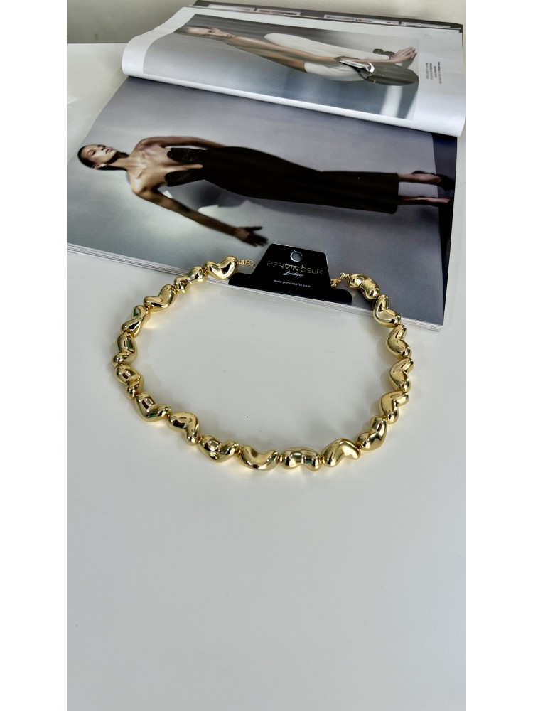 Pervin Çelik Orijinal Marka Gold Kalp Detaylı Tasarım Kolye