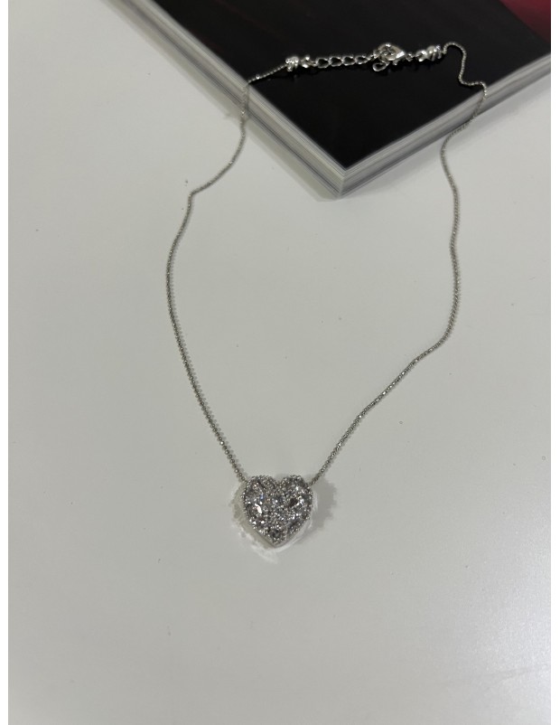 Pervin Çelik Gümüş Kalp Formunda Taş Detaylı Vip Seri Kolye