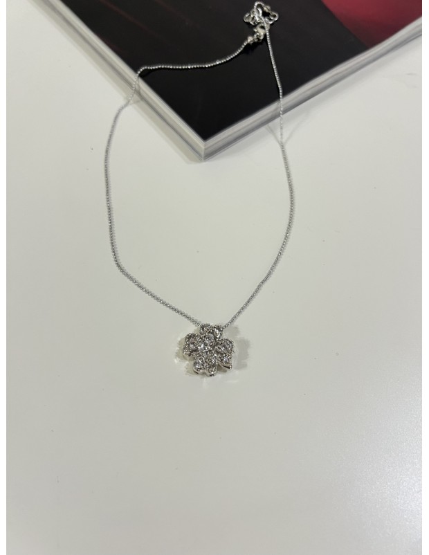 Pervin Çelik Gümüş Yonca Taş Detaylı Vip Seri Kolye