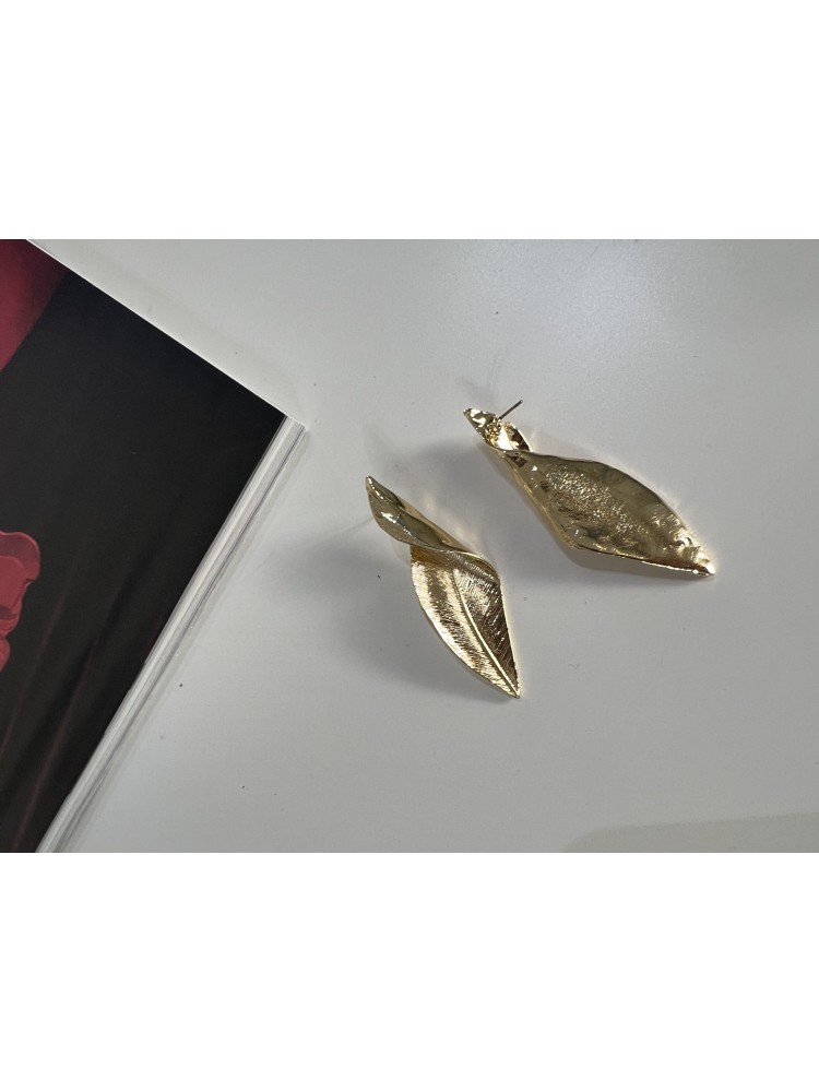 Pervin Çelik Vintage Gold Yaprak Küpe