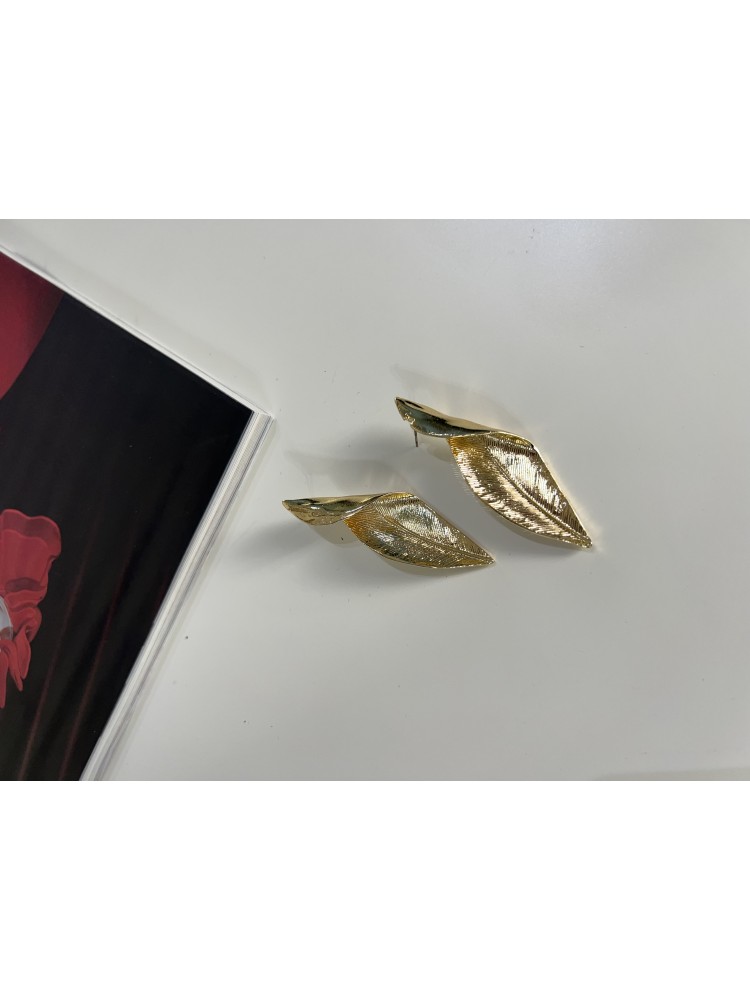 Pervin Çelik Vintage Gold Yaprak Küpe