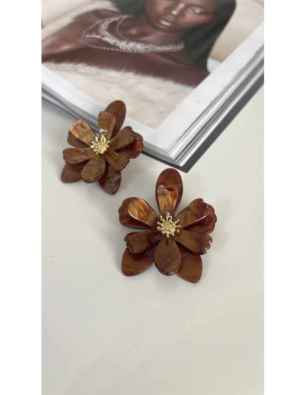 Premium Kalite Kahverengi Detaylı Vintage Küpe