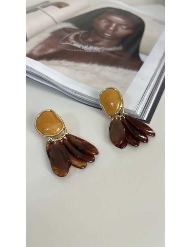 Premium Kalite Kahverengi Detaylı Vintage Küpe