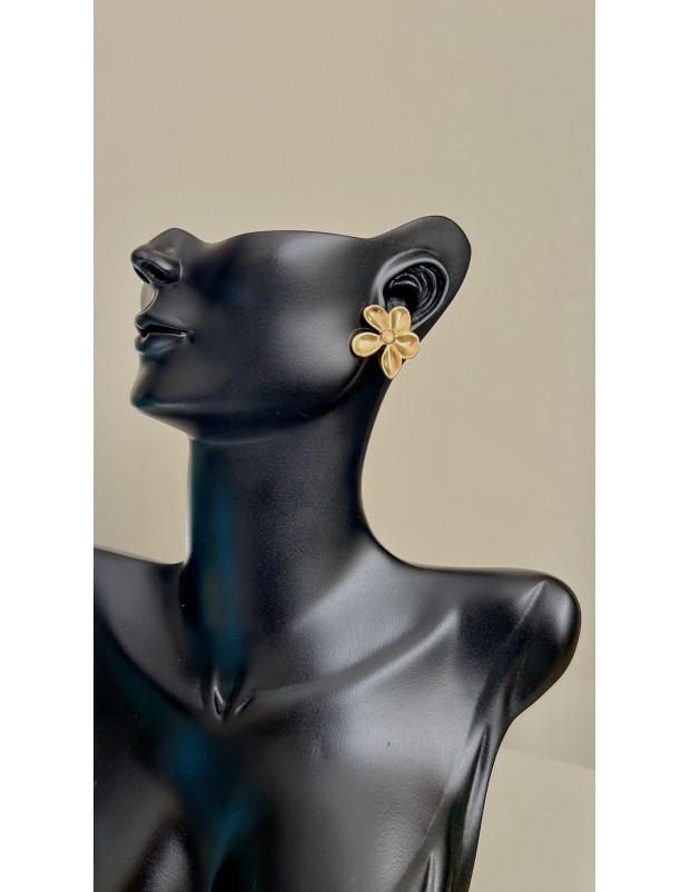 PERVİN ÇELİK Vintage Tasarım Çelik Çiçek Küpe