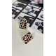 Pervin Çelik Gold Kare Leopar Küpe