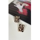 Pervin Çelik Gold Kare Leopar Küpe