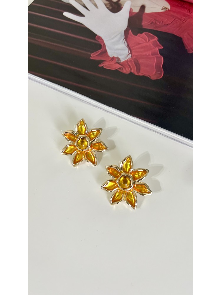 Pervin Çelik Mango Sarı Çiçek Küpe