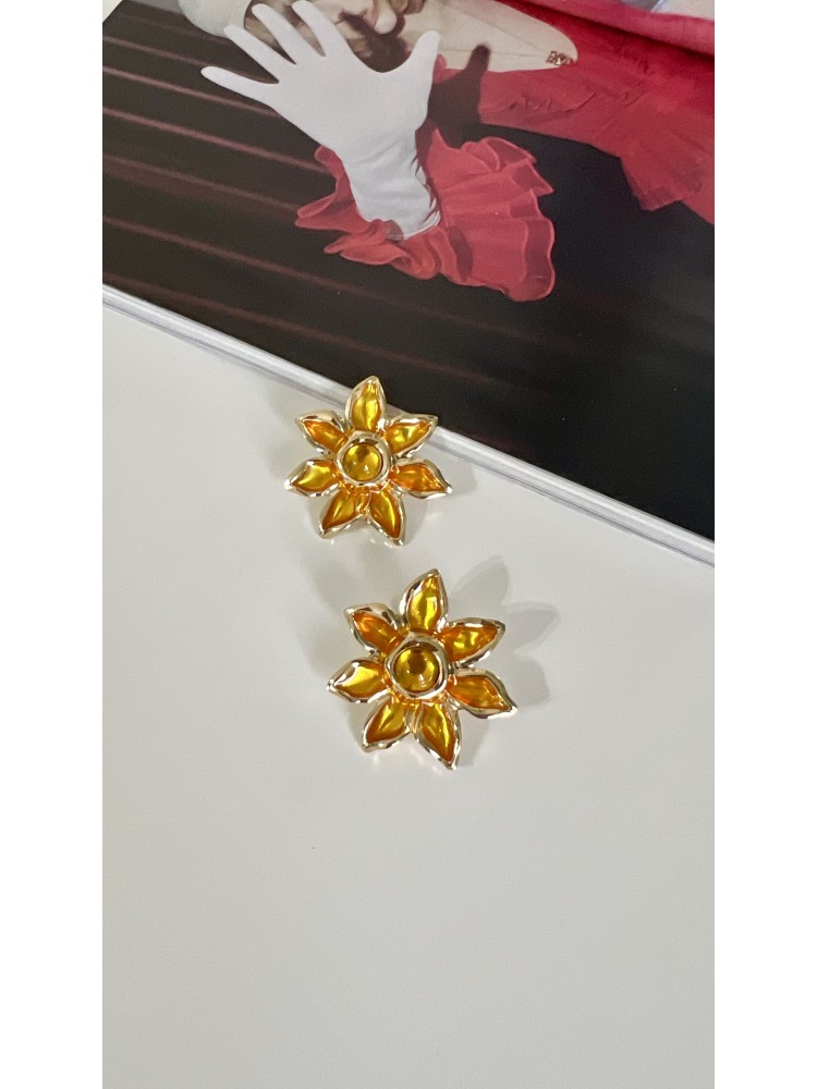 Pervin Çelik Mango Sarı Çiçek Küpe