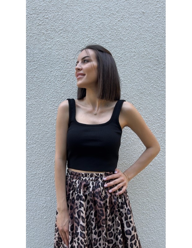 Pervin Çelik Kadın Siyah Kare Yaka Crop Atlet