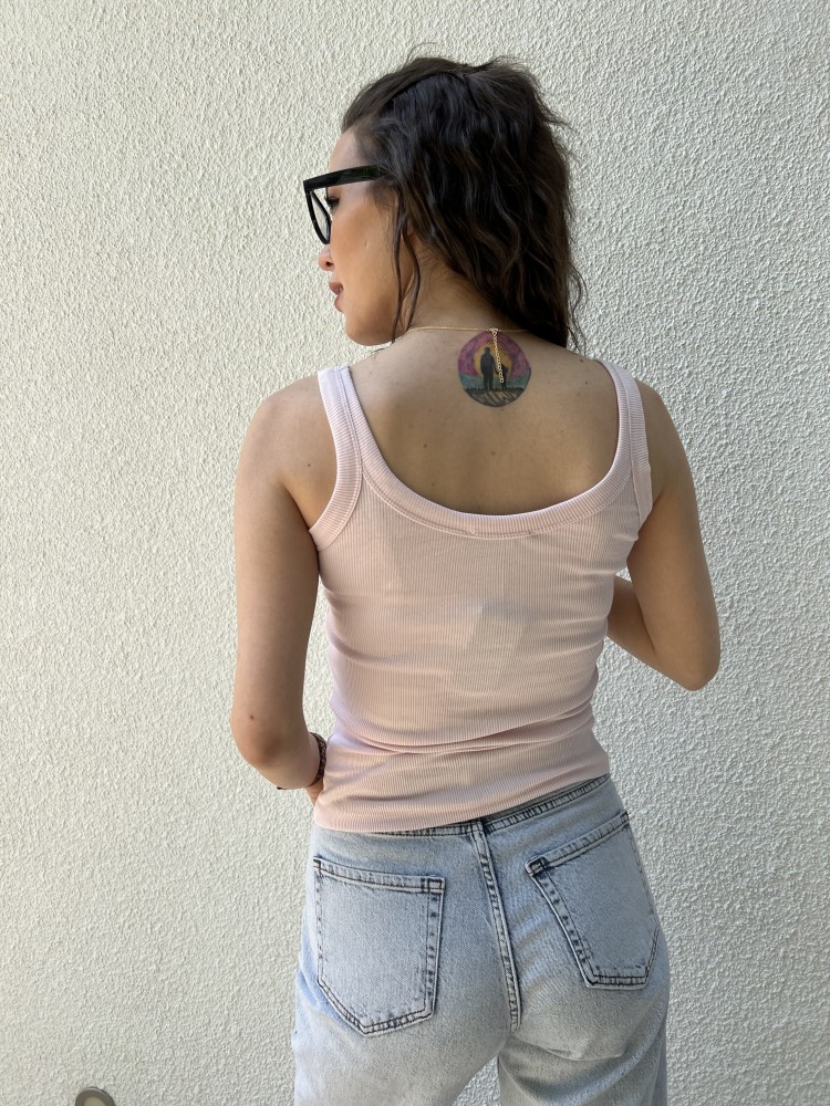 Premium Kalite Pembe Askılı Yumuşak Dokulu Atlet