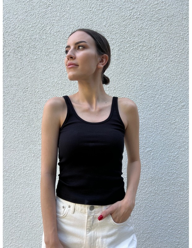 Pervin Çelik Kadın Siyah Fitilli Askılı Atlet