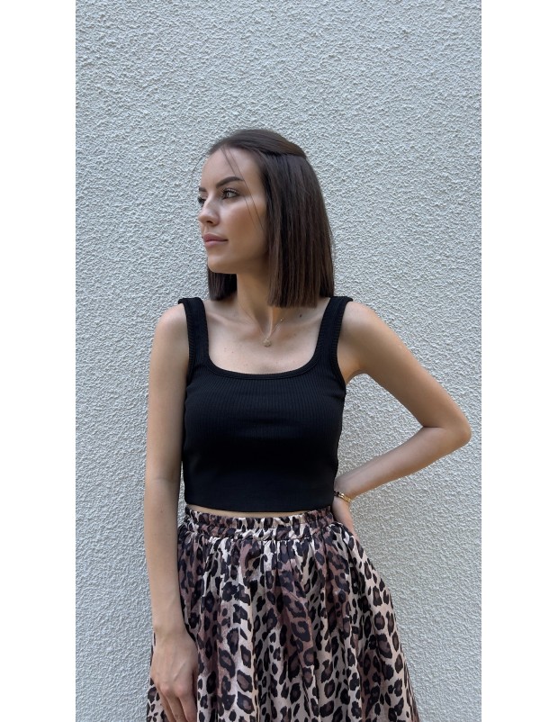 Pervin Çelik Kadın Siyah Kare Yaka Crop Atlet