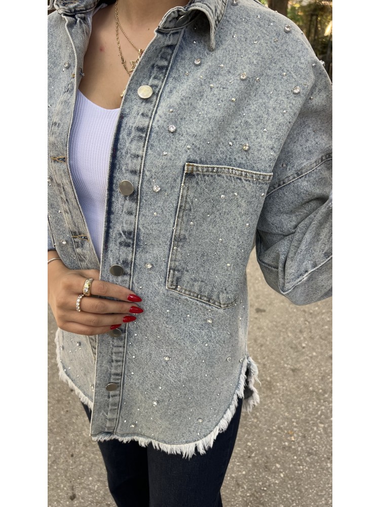 Mavi Orijinal Marka Taş Detaylı Kot Gömlek Ceket