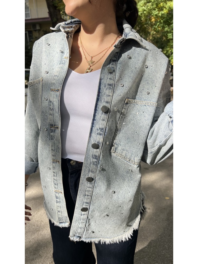 Mavi Orijinal Marka Taş Detaylı Kot Gömlek Ceket