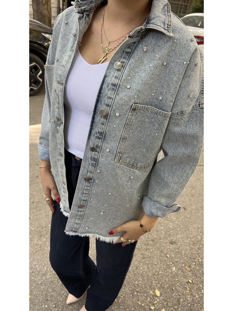 Mavi Orijinal Marka Taş Detaylı Kot Gömlek Ceket