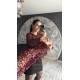 Pervin Çelik Premium Kalite Bordo Pul Detaylı Transparan Bluz