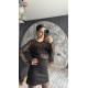 Pervin Çelik Premium Kalite Siyah Pul Detaylı Transparan Bluz