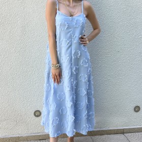 Pervin Çelik Premium Kalite Buz Mavisi  Askılı Elbise