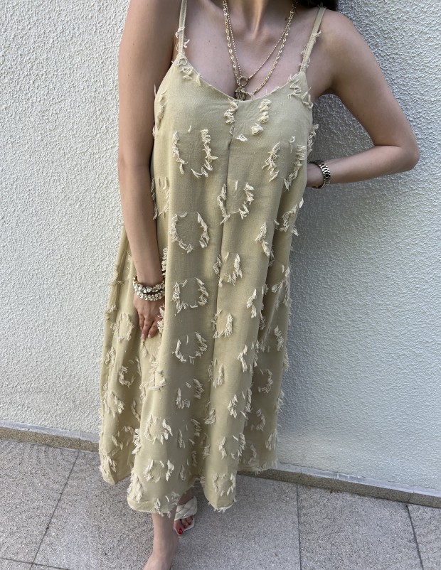 Pervin Çelik Premium Kalite Yeşil  Askılı Elbise