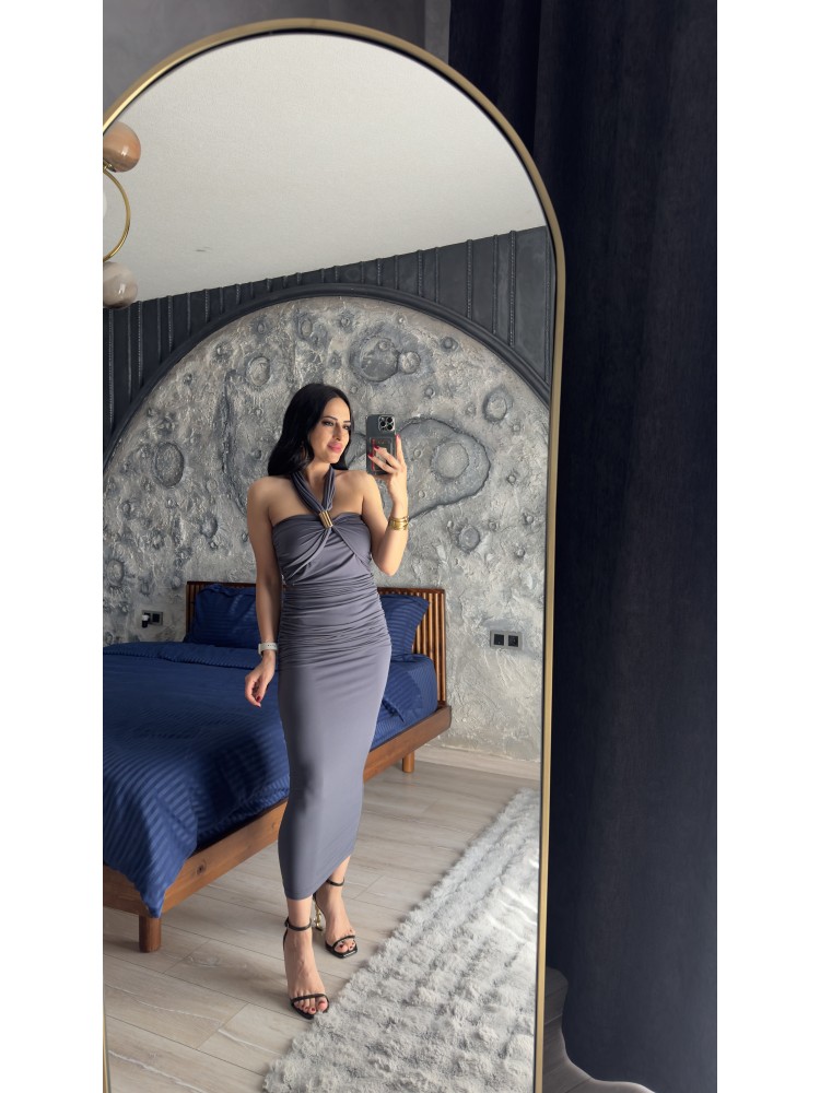 Pervin Çelik Premium Kalite Gold Detaylı Likralı Uzun Elbise……