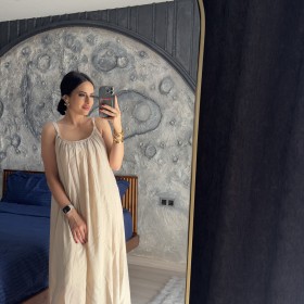 Pervin Çelik Premium Kalite Vizon Astarlı İp Askılı Elbise……