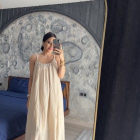 Pervin Çelik Premium Kalite Vizon Astarlı İp Askılı Elbise……