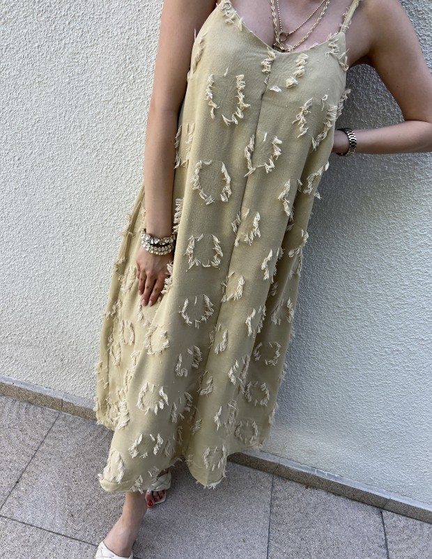 Pervin Çelik Premium Kalite Yeşil  Askılı Elbise