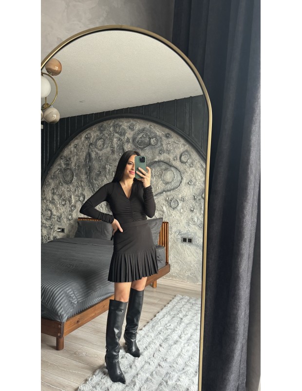 Pervin Çelik Kadın Siyah Pileli Etek