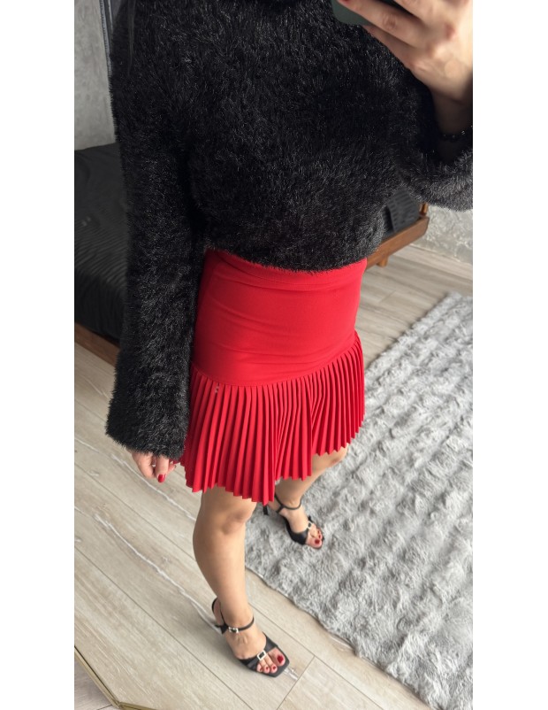 Pervin Çelik Kadın Premium Kalite  Kırmızı Pileli Etek