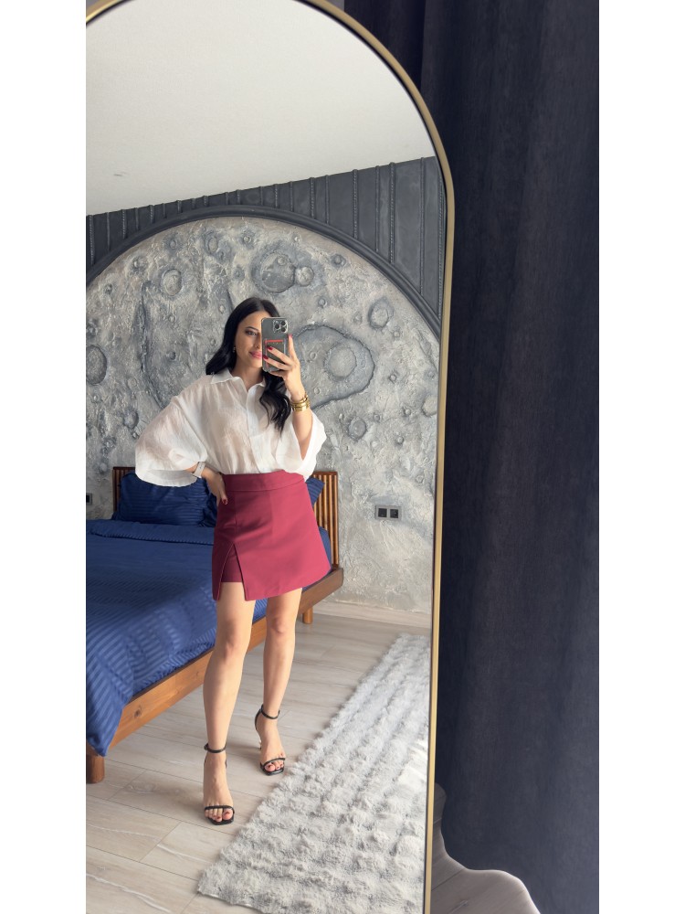 Pervin Çelik Premium Kalite Karol Bordo Şort Etek