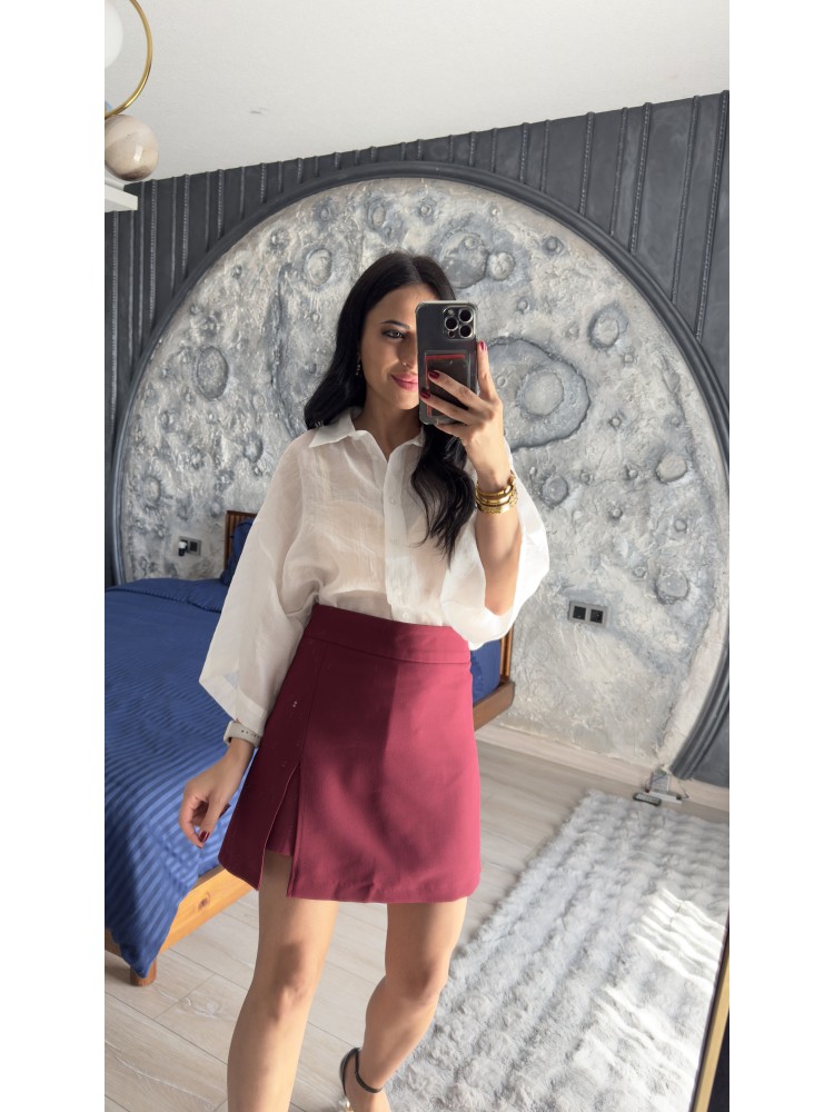 Pervin Çelik Premium Kalite Karol Bordo Şort Etek
