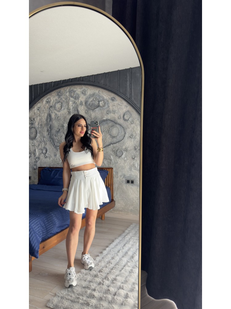 Pervin Çelik Premium Kalite Beyaz Şort Etek
