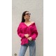 Pervin Çelik Kadın Premium Kalite Açık Yaka Fuşya Oversize Gömlek