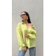 Pervin Çelik Kadın Premium Kalite Yeşil Oversize Gömlek