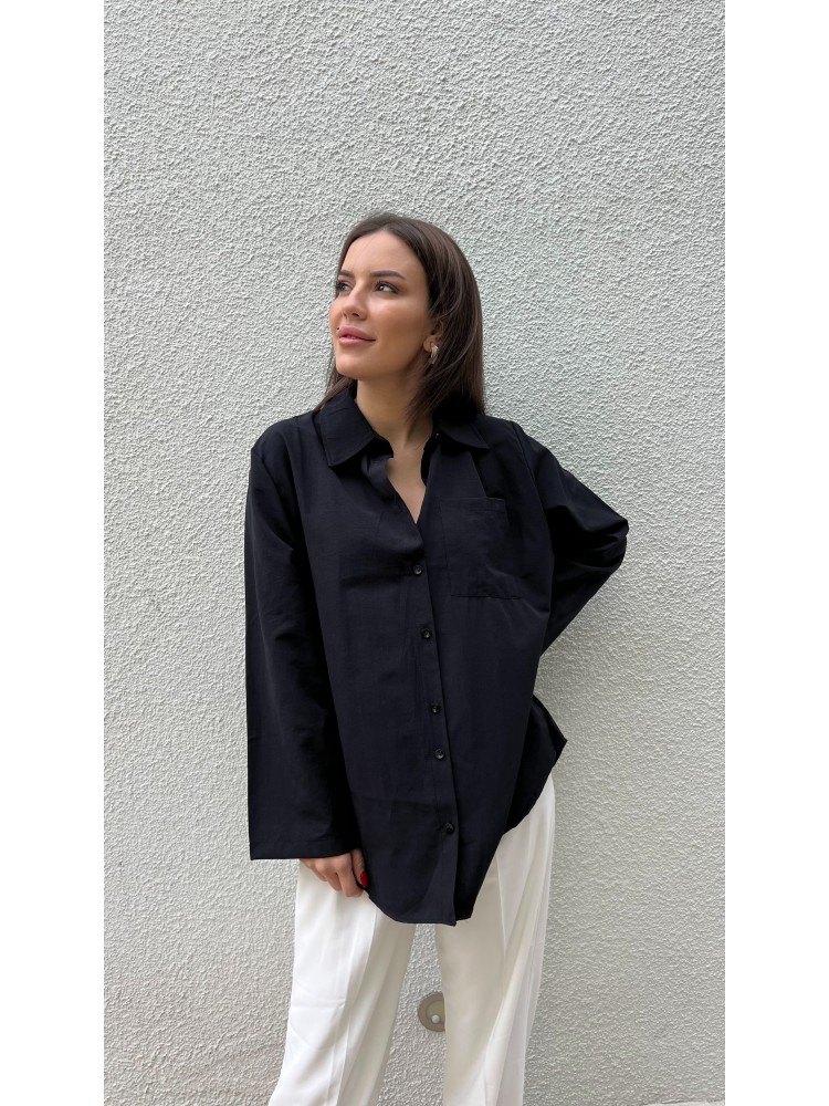 Siyah Kol Detaylı Salaş Kalıp Tasarım Gömlek