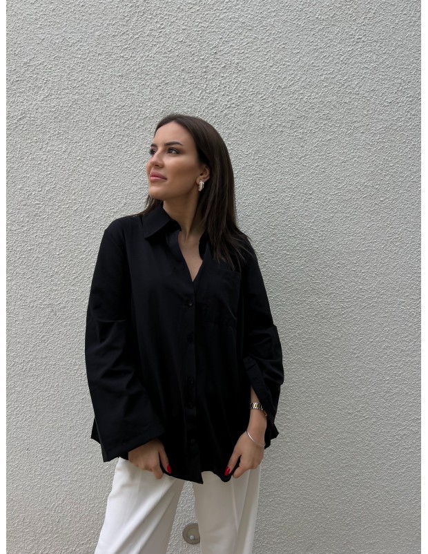 Siyah Kol Detaylı Salaş Kalıp Tasarım Gömlek