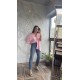 Pervin Çelik Kadın Premium Kalite Açık Yaka Pembe Oversize Gömlek