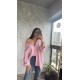Pervin Çelik Kadın Premium Kalite Açık Yaka Pembe Oversize Gömlek