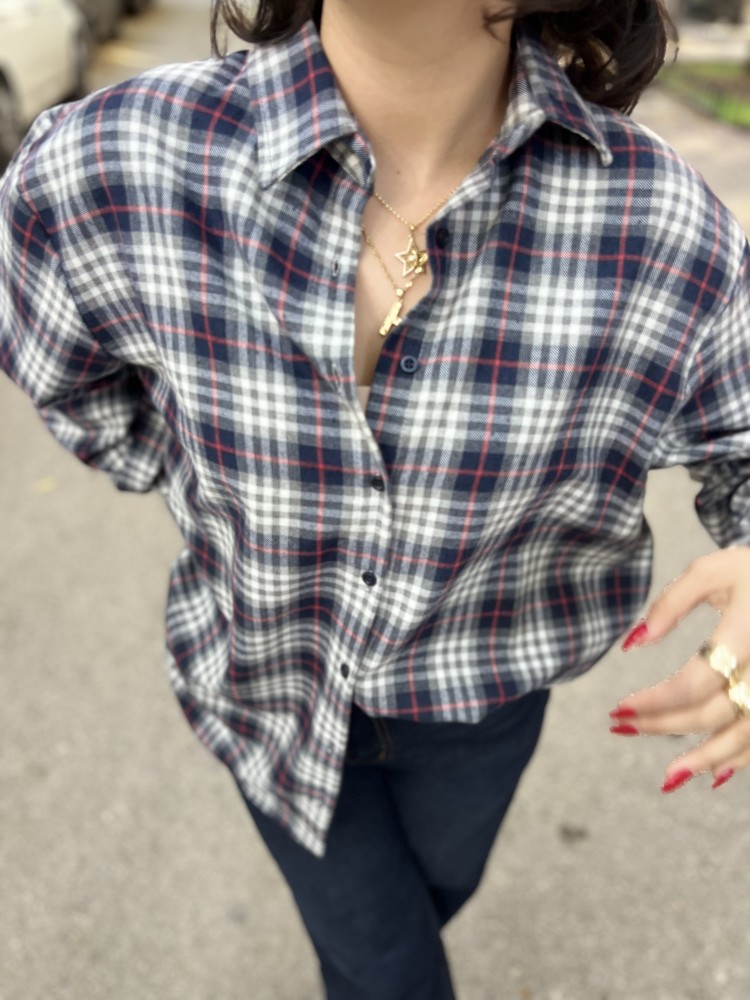 Premium Kalite Lacivert Ekose Desenli Oduncu Gömlek