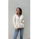 Beyaz Vintage Düğme Detaylı Örgü Triko Hırka