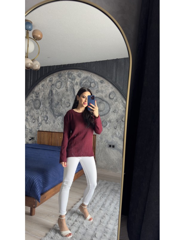 Pervin Çelik Kadın Premium Kalite Bordo Merserize Bluz