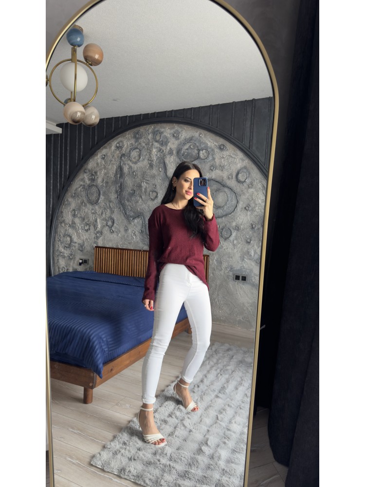 Pervin Çelik Kadın Premium Kalite Bordo Merserize Bluz