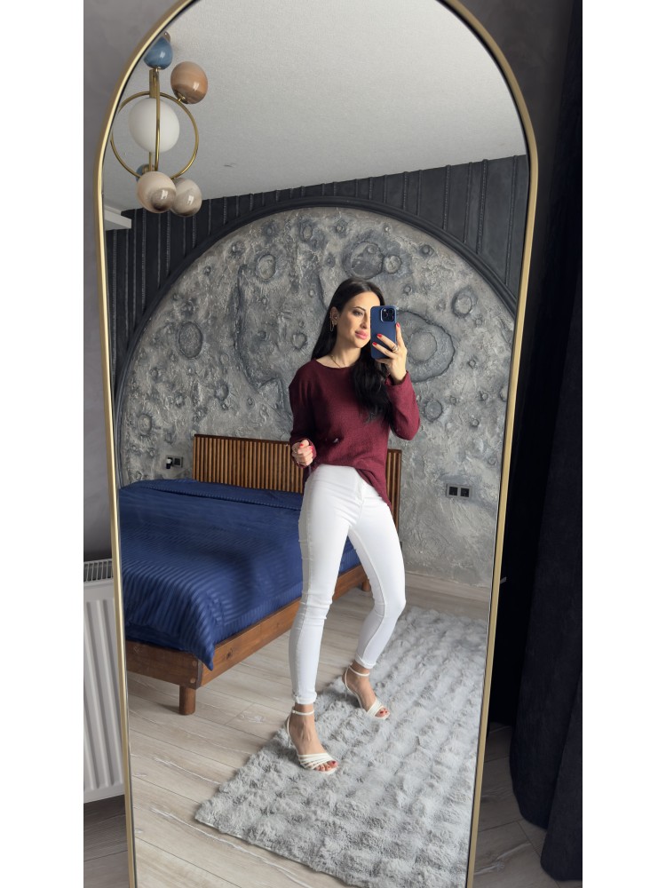 Pervin Çelik Kadın Premium Kalite Bordo Merserize Bluz