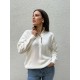 Beyaz Yaka Düğme Detaylı Triko Kazak